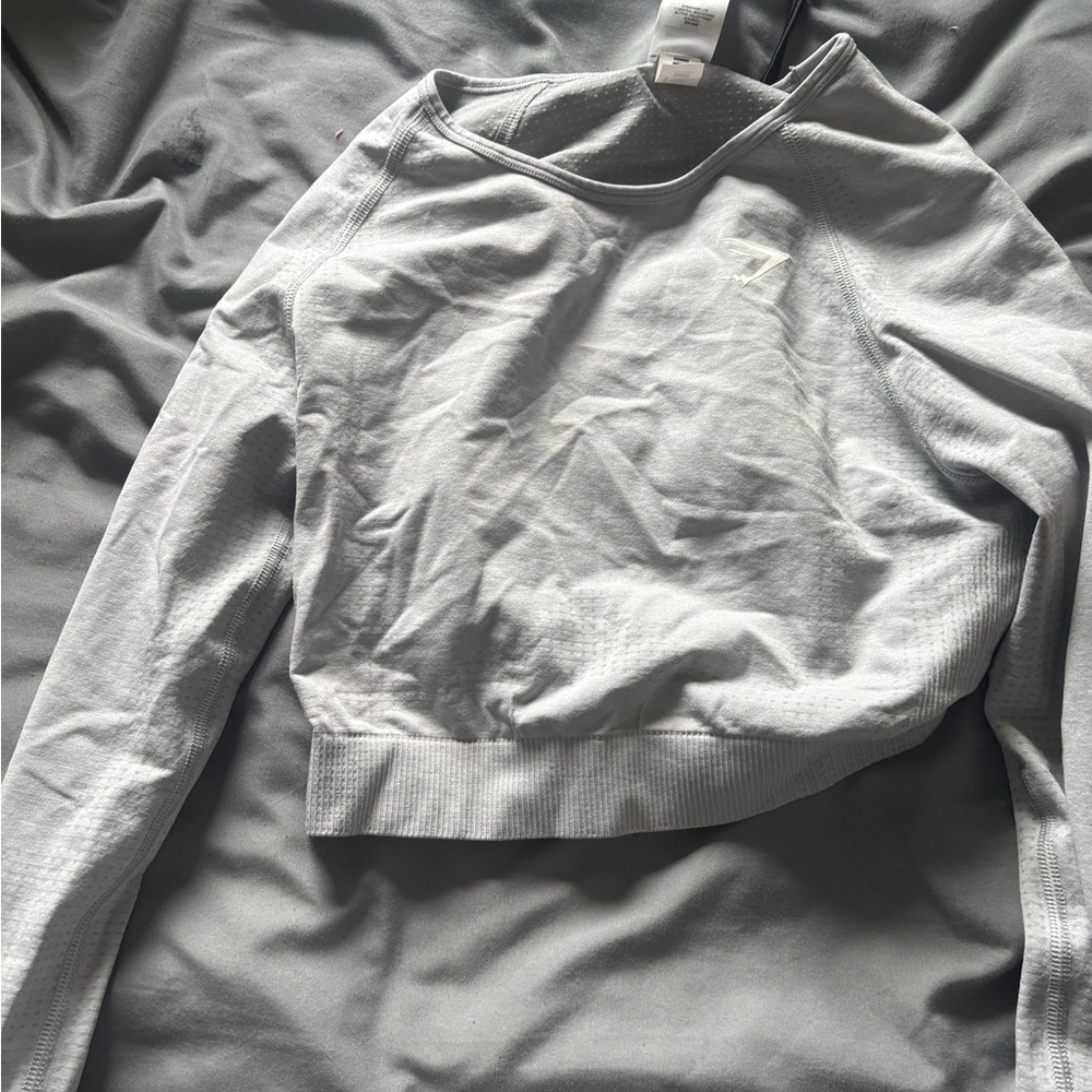 Gymshark Light Gray Muscle Tee Long Sleeve